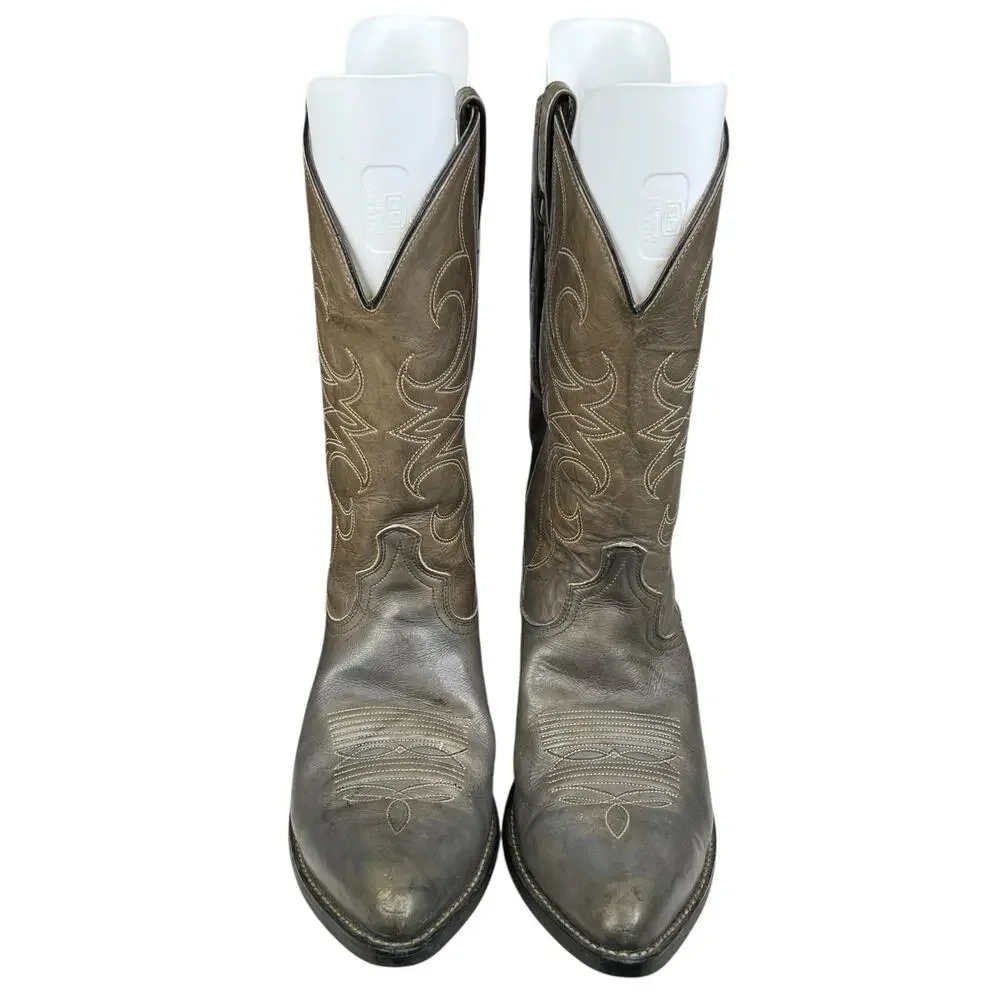 Vintage Acme Men's Green Grey Marbled Western Cowboy Boot Size US 10 D